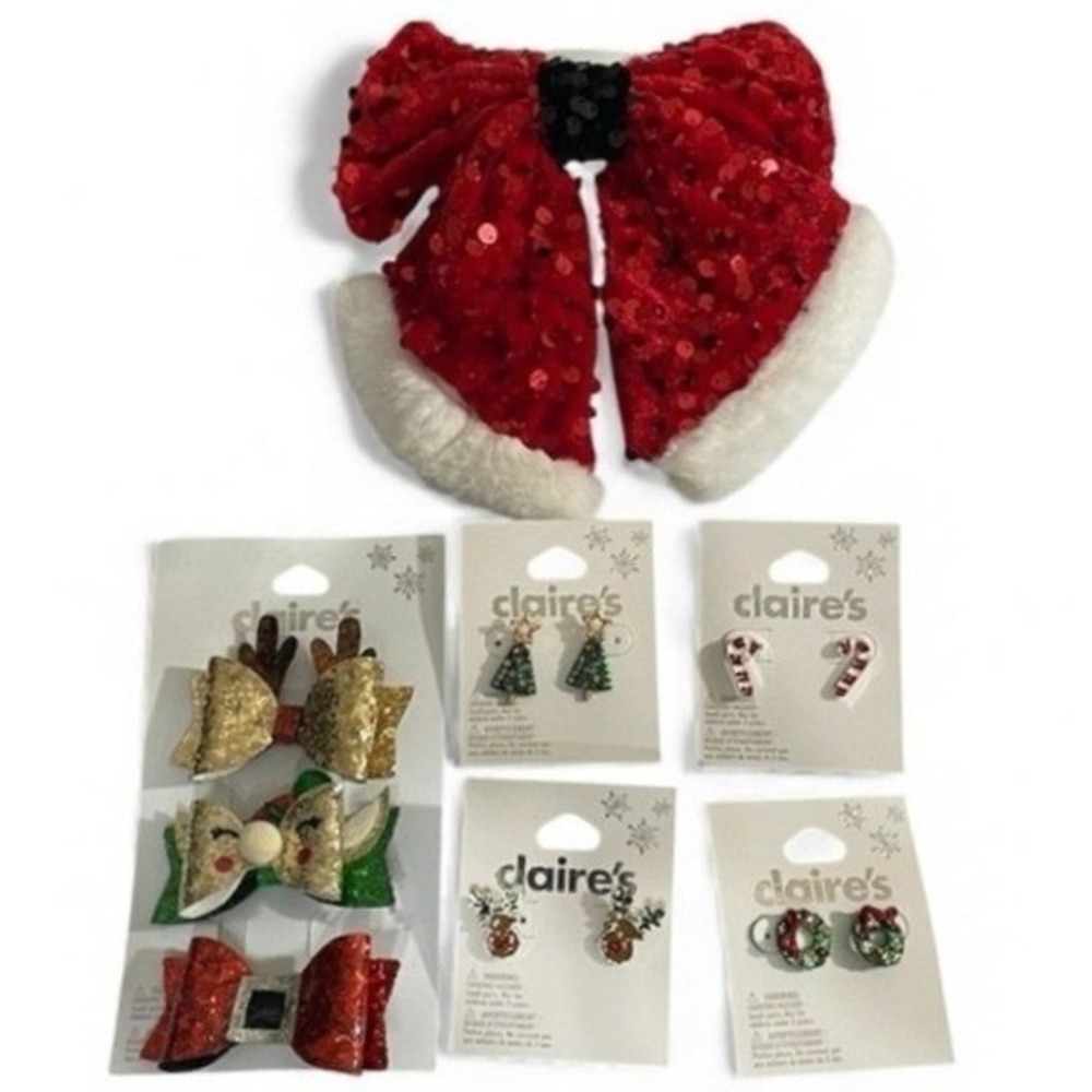 NWT‎ Set of Claire's Holiday Earrings & Hair Accessories